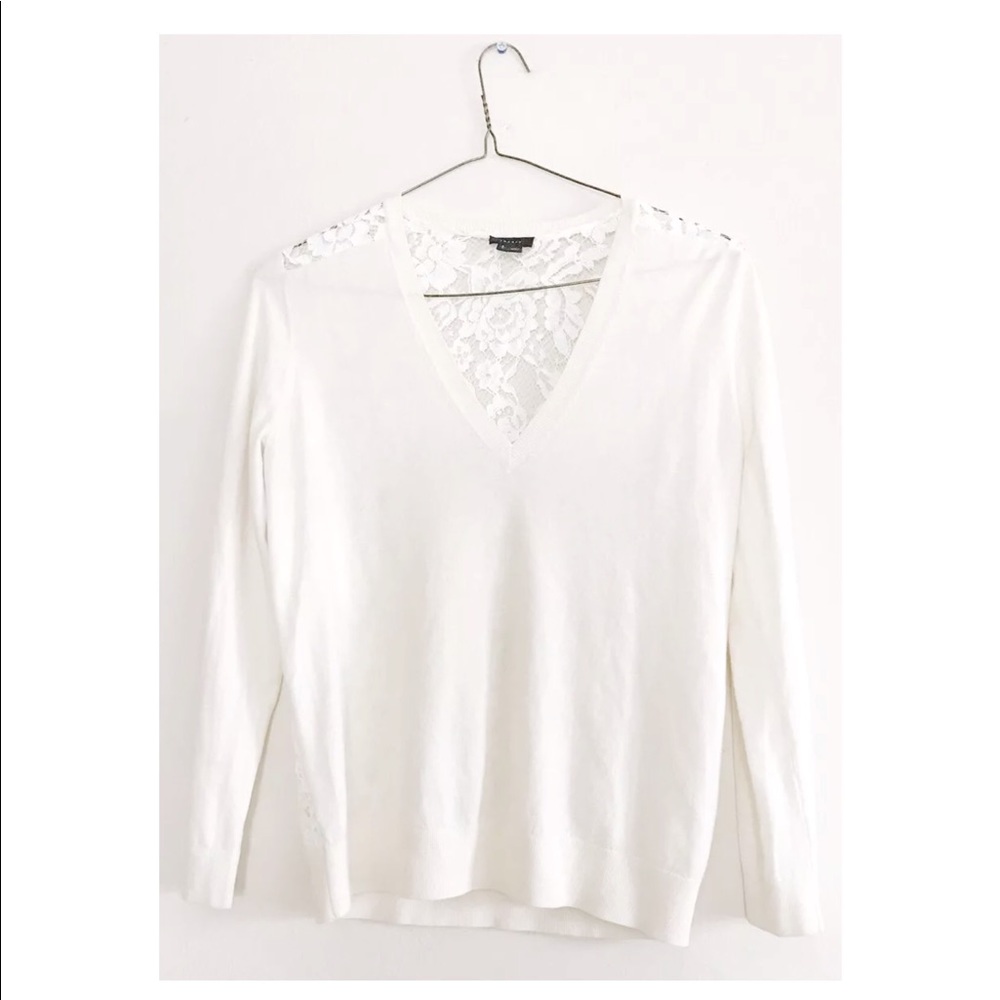 Theory Women’s White Eyelet Sweater Sz S/P